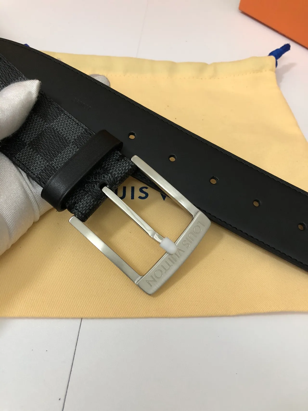 Louis Vuitton Damier Graphite Check Leather Belt 4