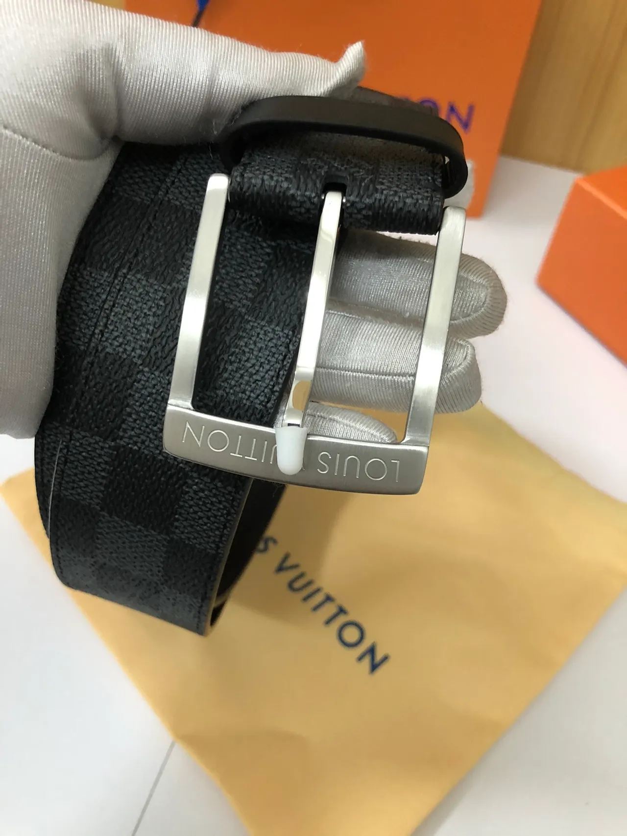 Louis Vuitton Damier Graphite Check Leather Belt 5