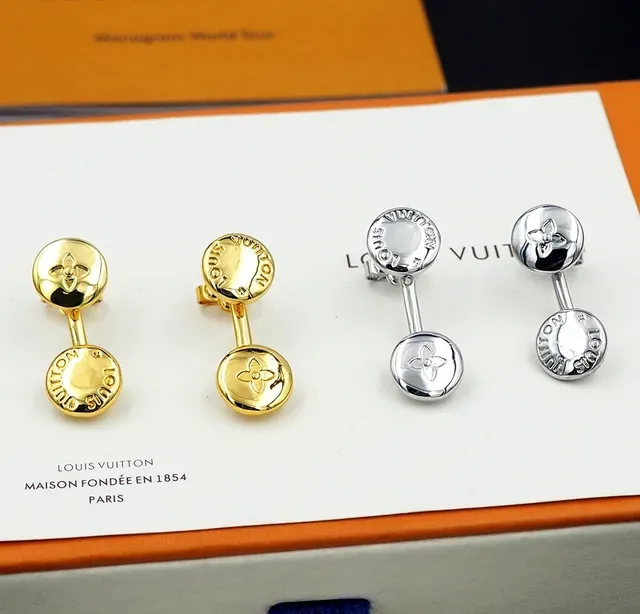 Louis Vuitton Double Disc Engraved Monogram Earrings 6