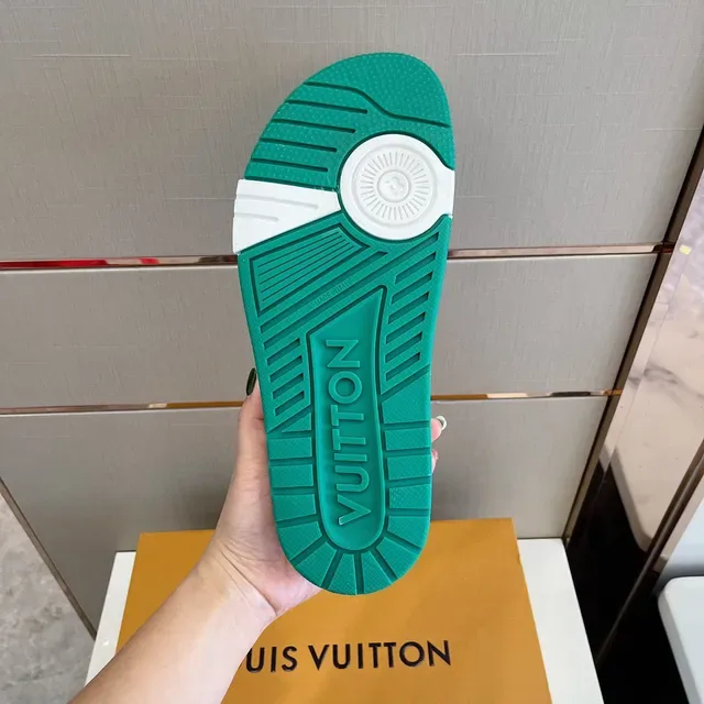 Louis Vuitton Sandalias Casuales de Doble Correa Verde y Blanco 2