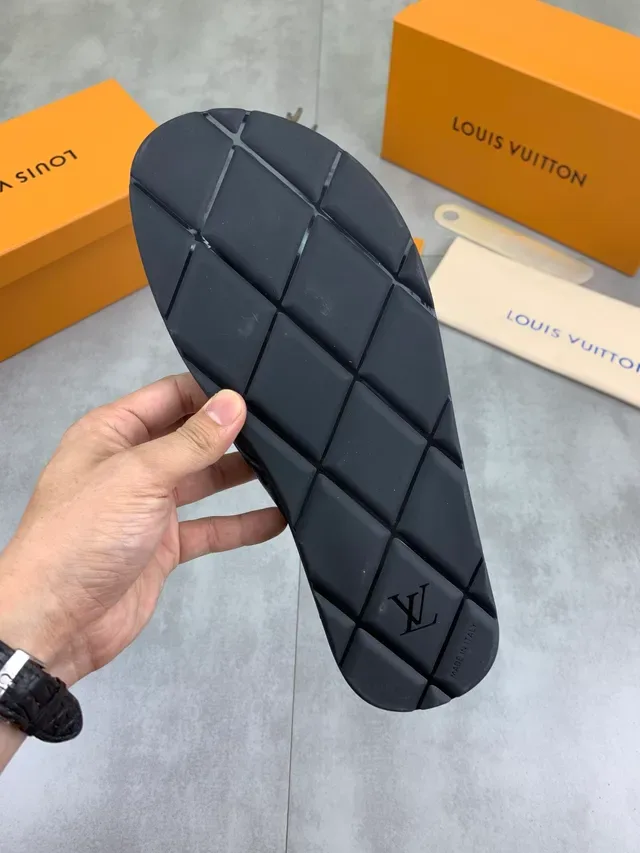 Louis Vuitton Embossed Monogram Black Thong Slipper 2