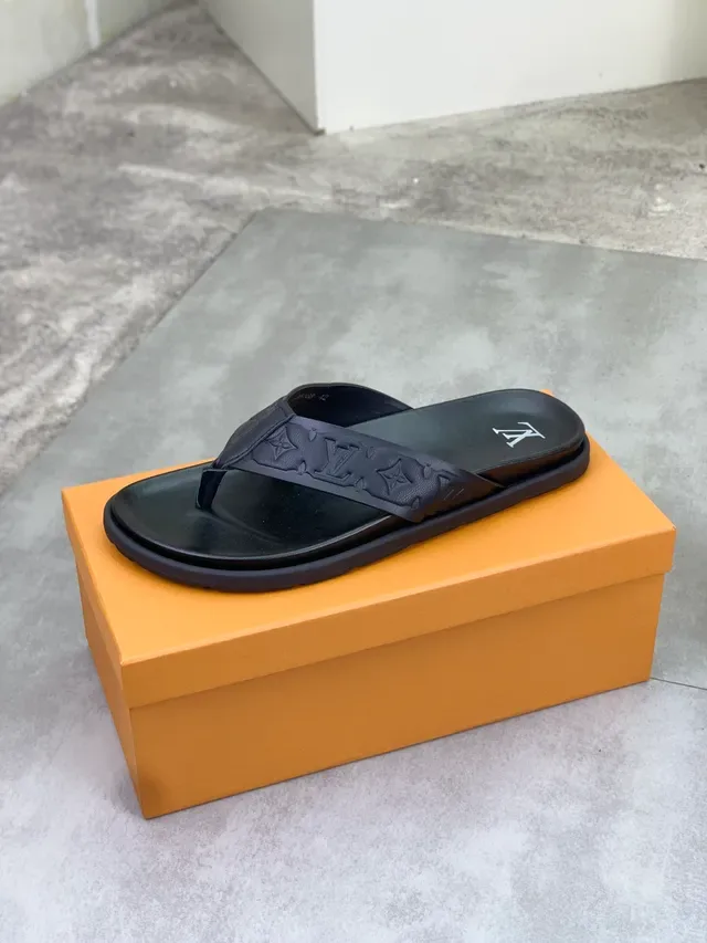 Louis Vuitton Embossed Monogram Black Thong Slipper 3