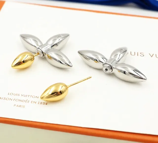 Louis Vuitton Floral-Inspired Two-Tone Engraved Drop Earrings 8