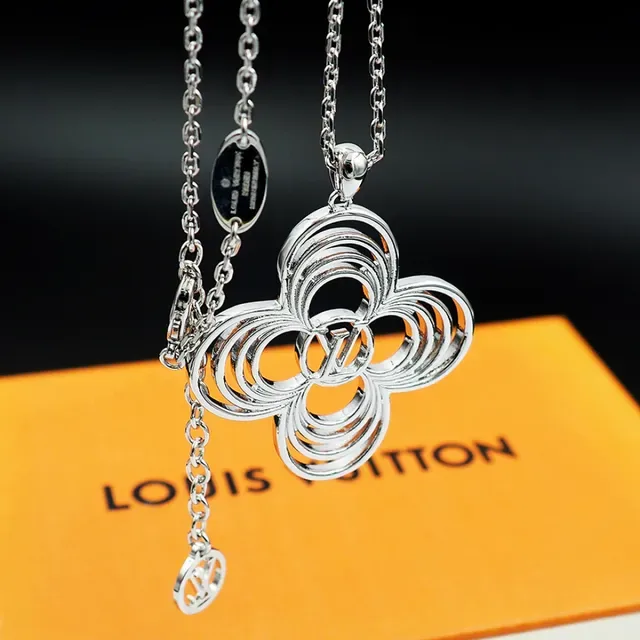 Louis Vuitton Floral Openwork Silver Necklace 6