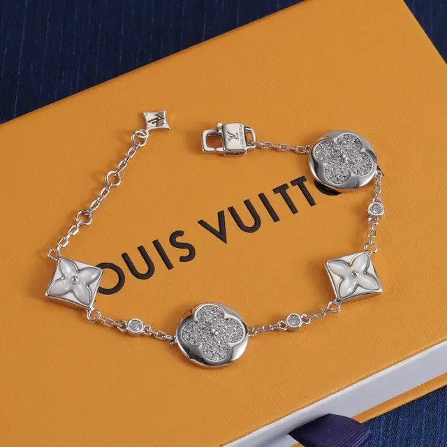 Louis Vuitton Flower Bracelet Gold Rose Gold Silver Chain Floral Motif Bracelets 2