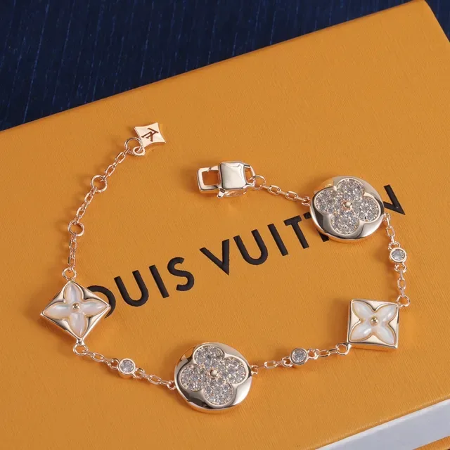 Louis Vuitton Flower Bracelet Gold Rose Gold Silver Chain Floral Motif Bracelets 3
