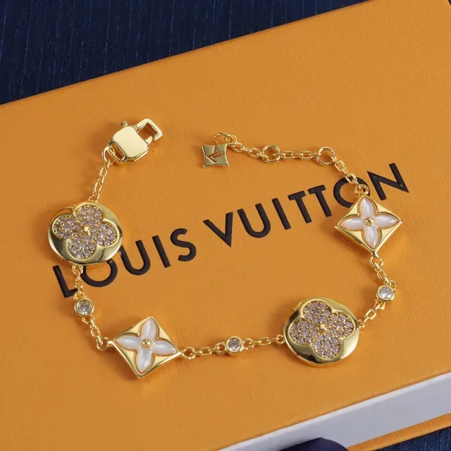 Louis Vuitton Flower Bracelet Gold Rose Gold Silver Chain Floral Motif Bracelets 7