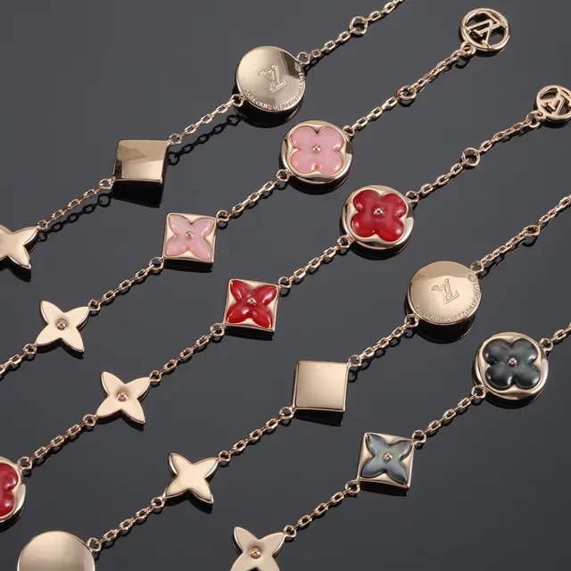 Louis Vuitton Flower Chain Bracelet Multicolor Enamel Gold-Tone Bracelets 3