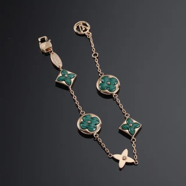 Louis Vuitton Flower Chain Bracelet Multicolor Enamel Gold-Tone Bracelets 4