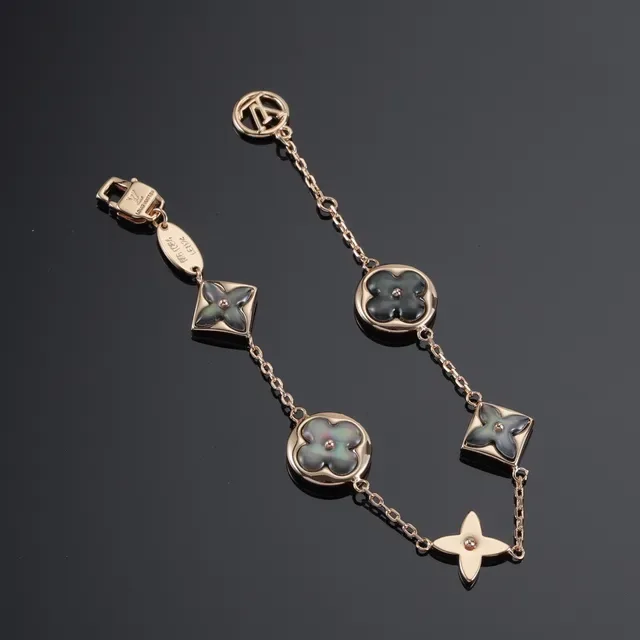 Louis Vuitton Flower Chain Bracelet Multicolor Enamel Gold-Tone Bracelets 8