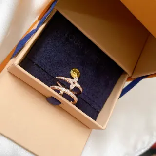 Louis Vuitton Flower Gold Navy Rose Pavé Diamond Ring