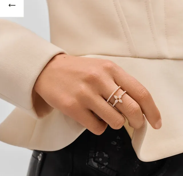 Louis Vuitton Flower Gold Navy Rose Pavé Diamond Ring 2