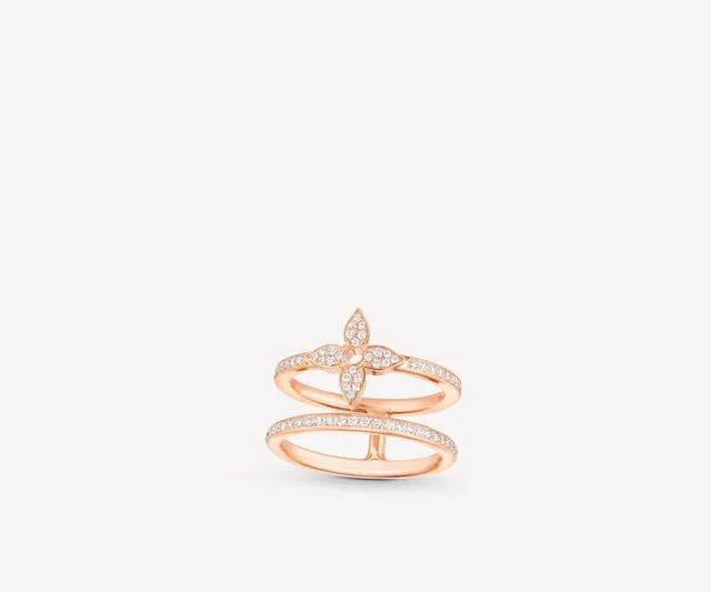 Louis Vuitton Flower Gold Navy Rose Pavé Diamond Ring 4