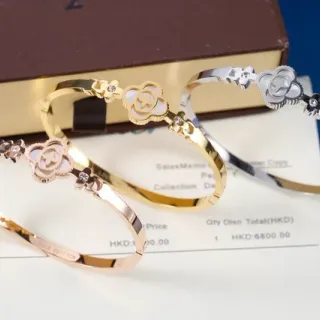 Louis Vuitton Flor Oro Plata Cuatrohojas Motivo Floral Madreperla Incrustación Brazalete