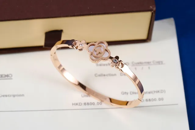 Louis Vuitton Fleur Or Argent Trèfle Motif Floral Nacre Incrustation Bracelet 5