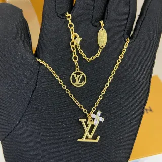 Louis Vuitton Flower Monogram Gold-Tone Crystal Necklace
