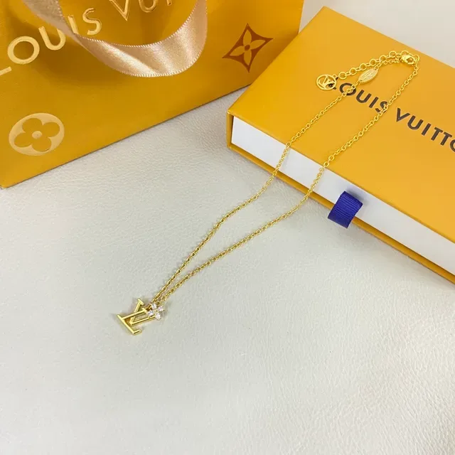 Louis Vuitton Flower Monogram Gold-Tone Crystal Necklace 3
