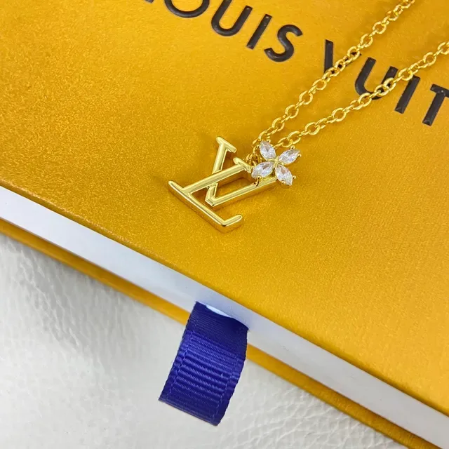 Louis Vuitton Flower Monogram Gold-Tone Crystal Necklace 4