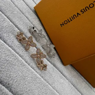 Louis Vuitton Flower Pavé Crystal Dual-Tone Stud Earrings