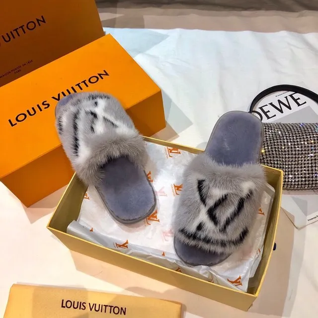 Louis Vuitton Fur Monogram Slide Slippers 5