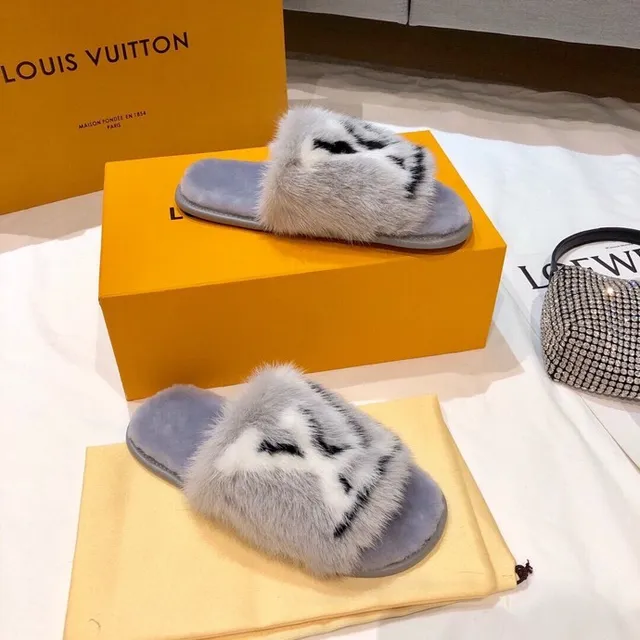 Louis Vuitton Fur Monogram Slide Slippers 7