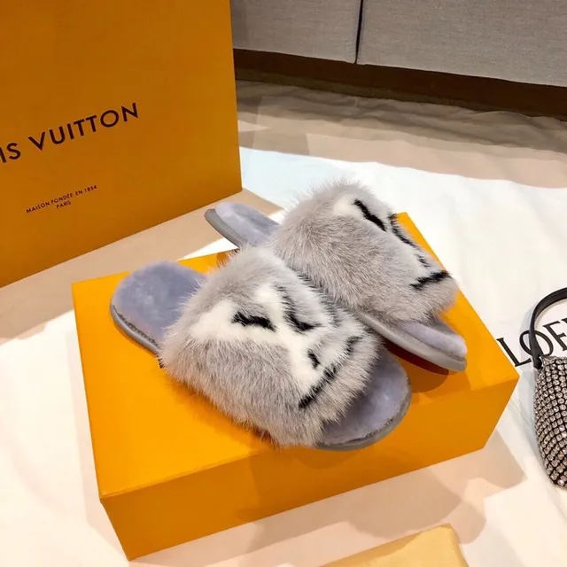 Louis Vuitton Fur Monogram Slide Slippers 8