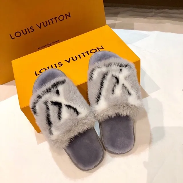 Louis Vuitton Fur Monogram Slide Slippers 9