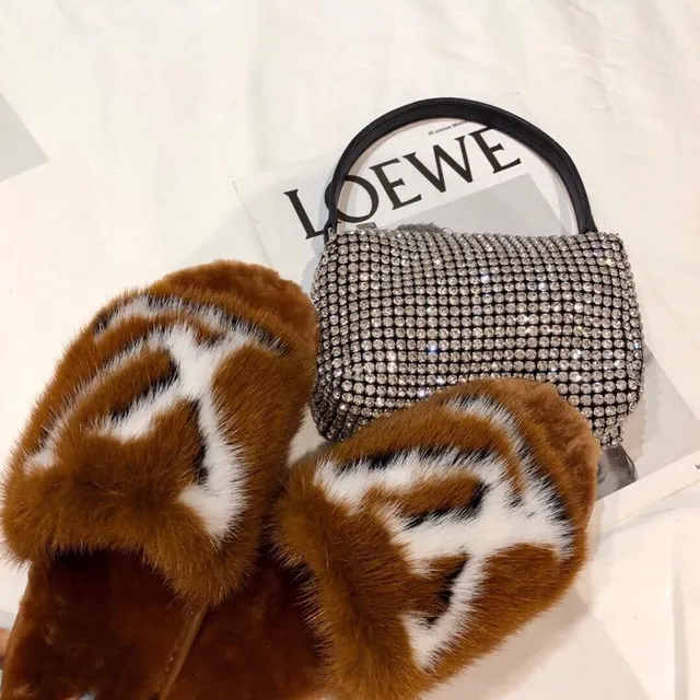 Louis Vuitton Fur Monogram Slipper Brown White Slippers 5