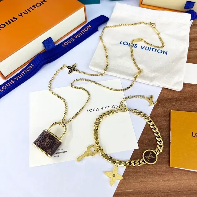 Louis Vuitton Gold and Silver Tone Chain Charm Bracelets 7
