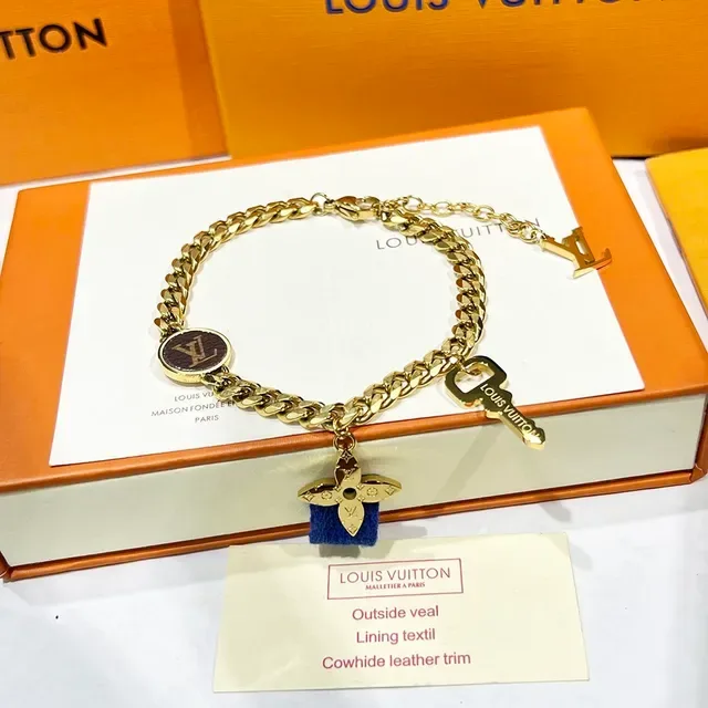 Louis Vuitton Gold and Silver Tone Chain Charm Bracelets 8