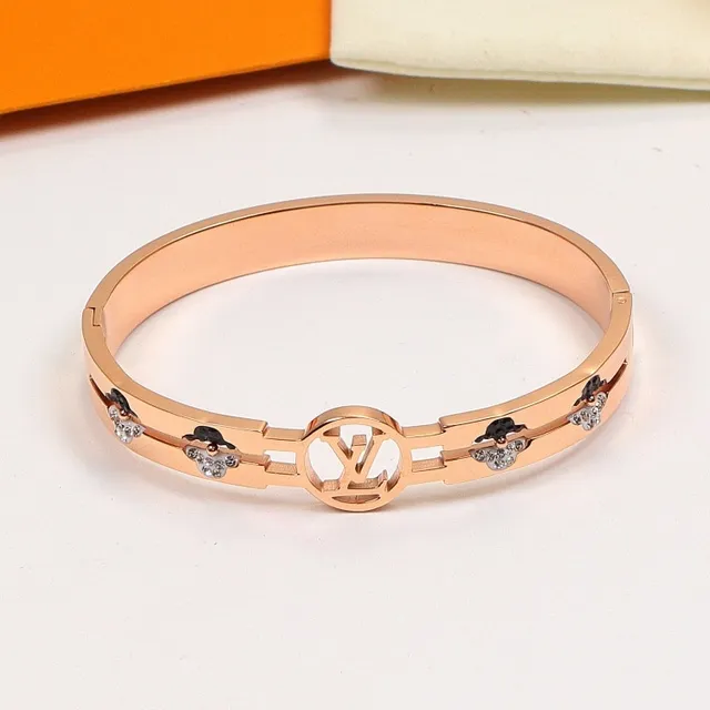 Louis Vuitton Gold Black Metal Hinged Bangle Bracelet 5