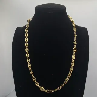 Louis Vuitton Gold Mariner-Link Chain Mixed-Charm Motif Necklace