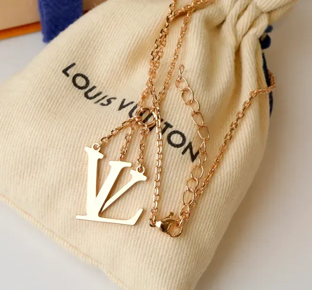Louis Vuitton Gold Silver Monogram Pendant Chain-Link Suspension Necklace 3