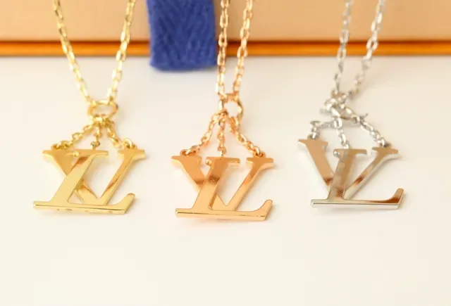 Louis Vuitton Gold Silver Monogram Pendant Chain-Link Suspension Necklace 6