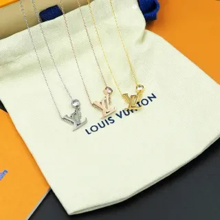 Louis Vuitton Gold Silver Monogram Pendant Crystal Accent Necklace