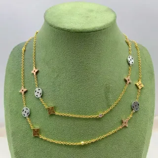 Louis Vuitton Gold Silver Multi-Strand Charm-Link Necklace