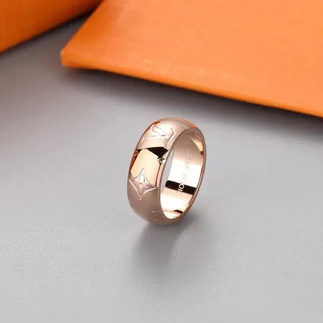 Louis Vuitton Gold Silver Wide-Band Monogram-Engraved Ring 2