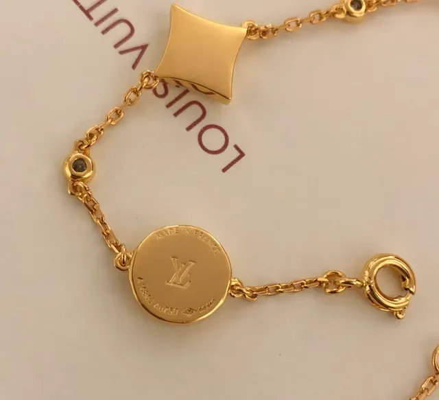 Bracelet Louis Vuitton Chaîne Or Blanc Motifs Floraux Quadrifolié 5