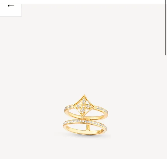 Louis Vuitton Gold White Pavé-Set Diamonds Star-Shaped Quatrefoil Motif Ring 3