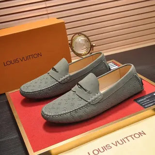 Louis Vuitton 灰米色印花皮革乐福鞋