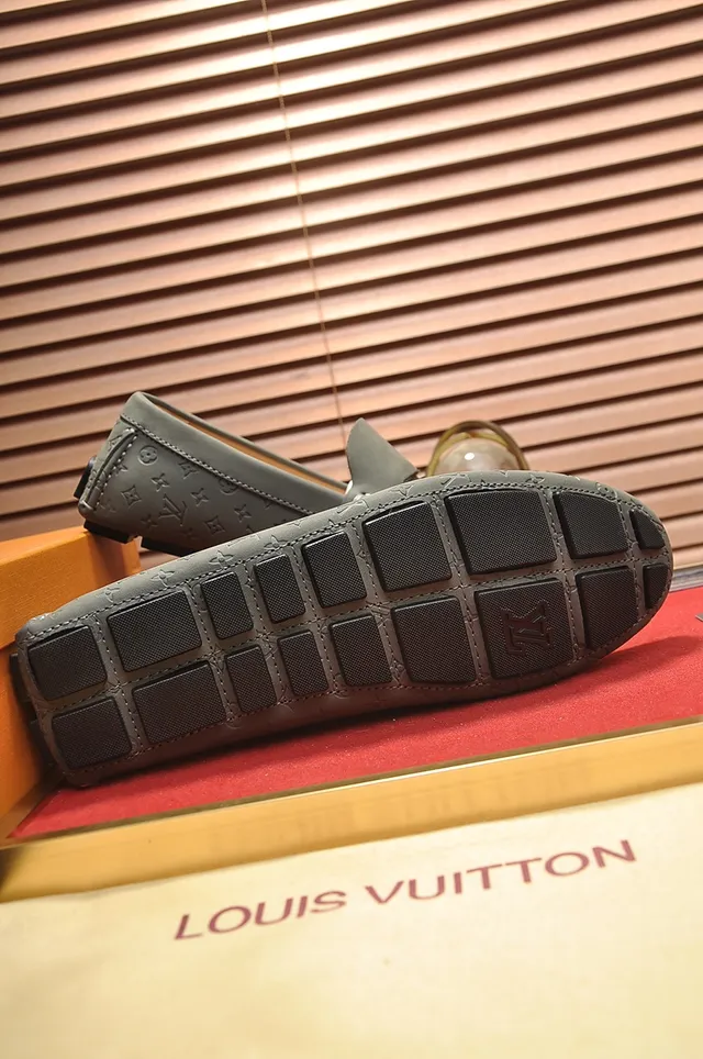 Louis Vuitton Gray Beige Monogrammed Leather Penny Strap Loafer 3