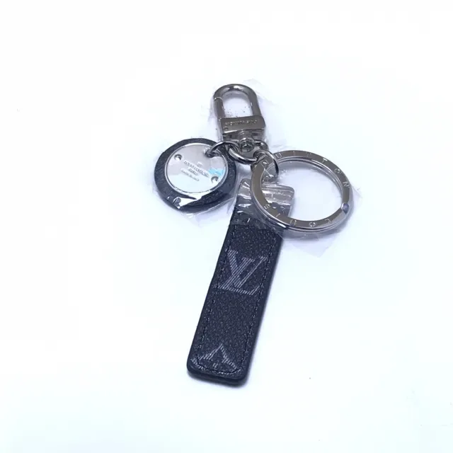 Louis Vuitton Gray Black Monogrammed Leather Strap Metal Disc Charm Phone Accessory 4