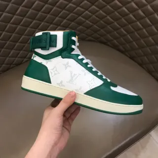 Louis Vuitton Green White High-Top Monogrammed Canvas Lifestyle Sneakers