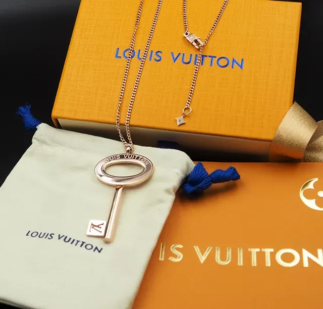 Louis Vuitton Key Necklace Gold Beige Pendant Metal Necklace 3