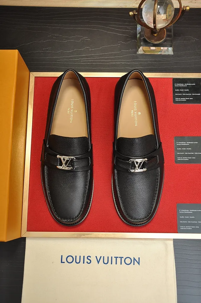 Louis Vuitton Loafer Noir Or Cuir Pebbled Sangle Unique Loafer 5