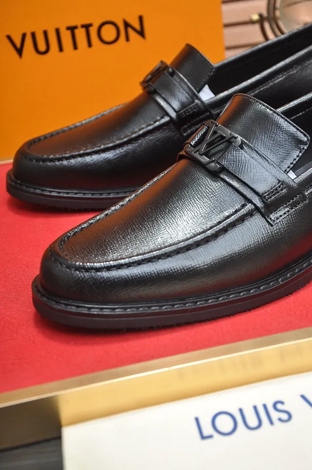 Louis Vuitton Loafer Black Leather Monogram Buckle Loafers 3
