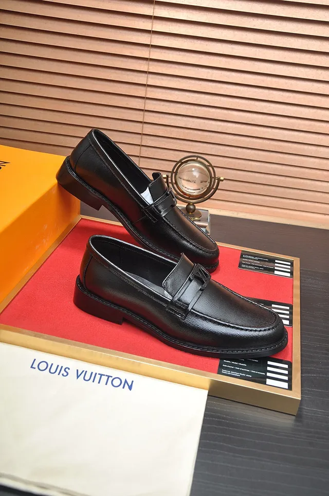 Louis Vuitton Loafer Black Leather Monogram Buckle Loafers 4