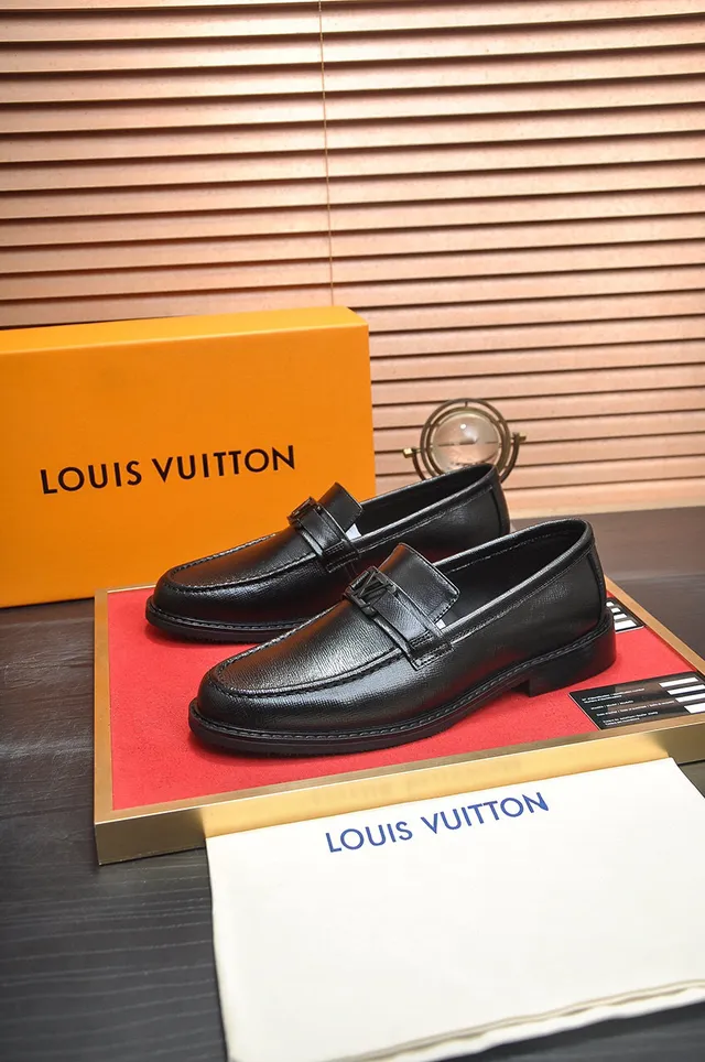 Louis Vuitton Loafer Black Leather Monogram Buckle Loafers 8