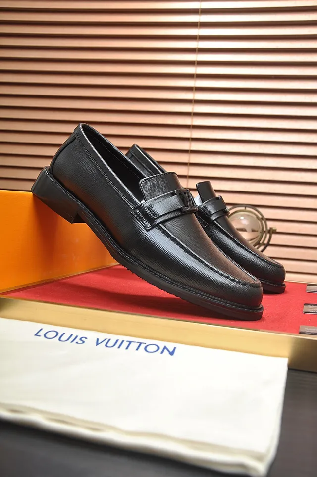 Louis Vuitton Loafer Black Leather Monogram Buckle Loafers 9