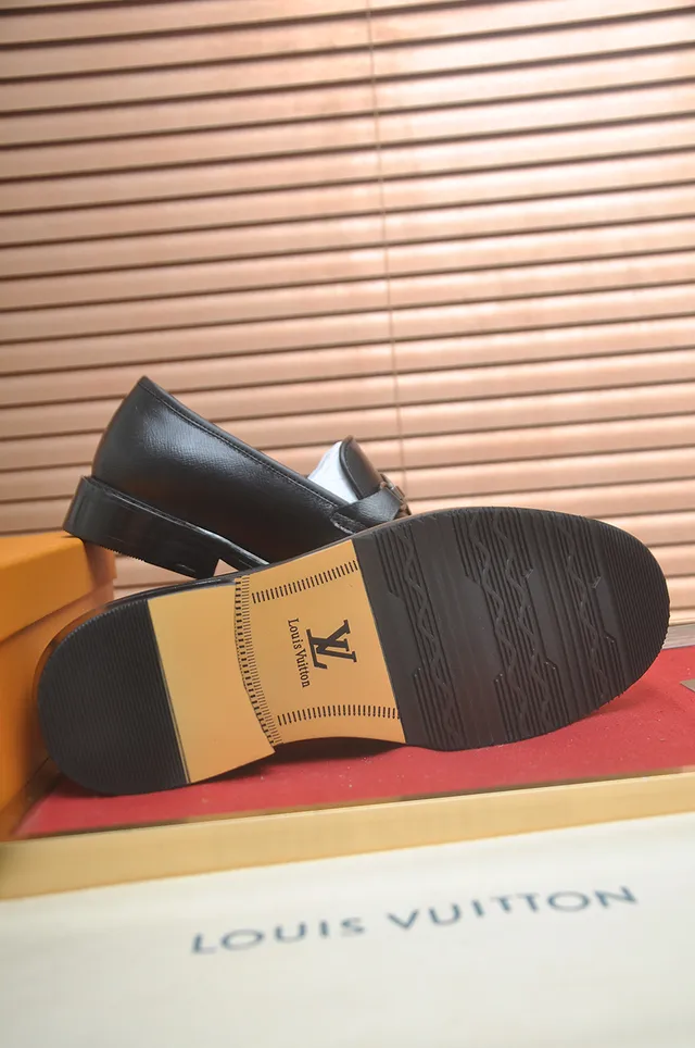 Louis Vuitton Loafer Black Silver Leather Metal LV Buckle Loafer 3